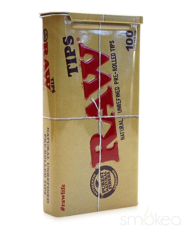 Raw Pre Rolled Rolling Paper Tips w  Storage Tin (100-Pack) For Cheap - Image 2