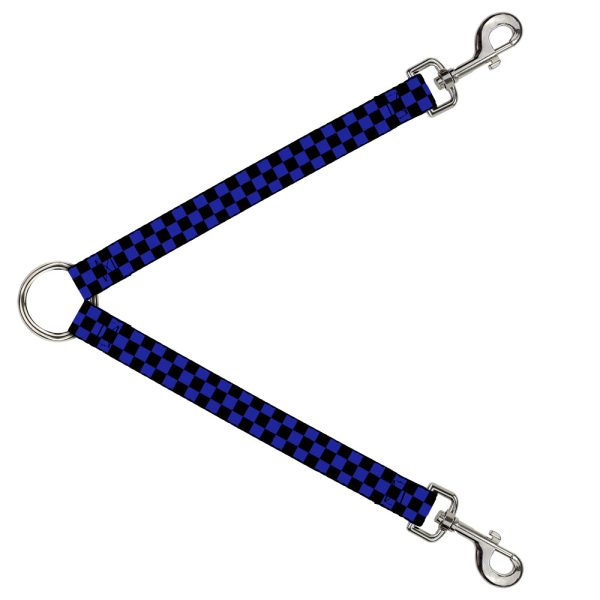 Dog Leash Splitter - Checker Black Neon Blue on Sale