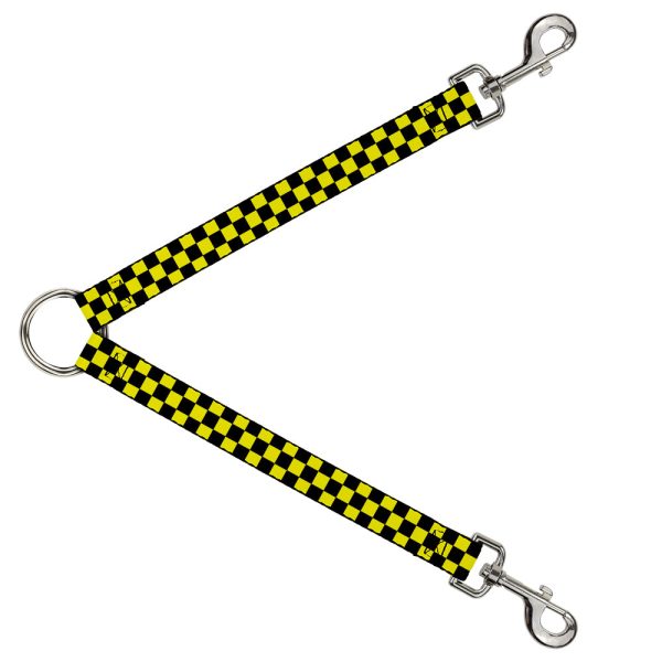 Dog Leash Splitter - Checker Black Neon Yellow Cheap