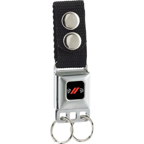 Keychain - Dodge Rhombus Stripe Demon-Hellcat Icon Full Color Black Red White - Black Online Hot Sale
