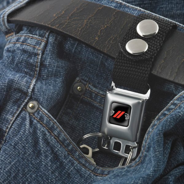 Keychain - Dodge Rhombus Stripe Demon-Hellcat Icon Full Color Black Red White - Black Online Hot Sale - Image 3